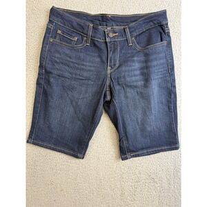 Levis Denim Shorts Womens 26 Dark Wash Blue Stretch Jean 5 Pocket Casual Summer